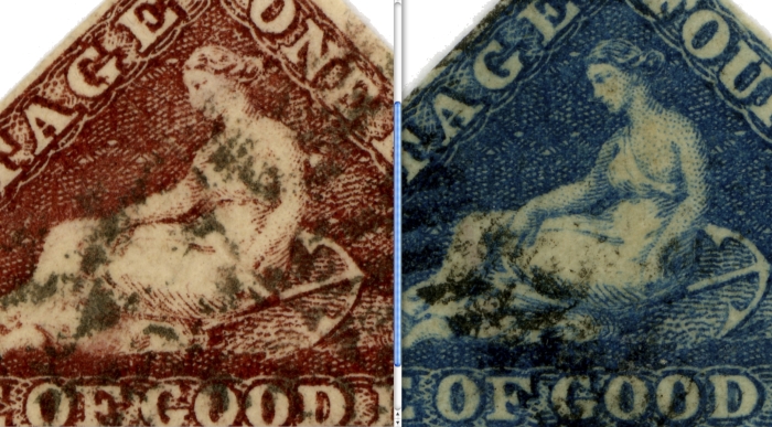 At left is the Perkins Bacon Issue at Right is the De la Rue issue.the most pronounced difference is on the hand and I normally use that feature to distinguish the stamps.